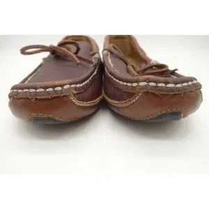 Cabelas Logo Brown Leather Moc Toe Slip On Deck Loafers Shoes Men\'s 8 M Cabela main image 3